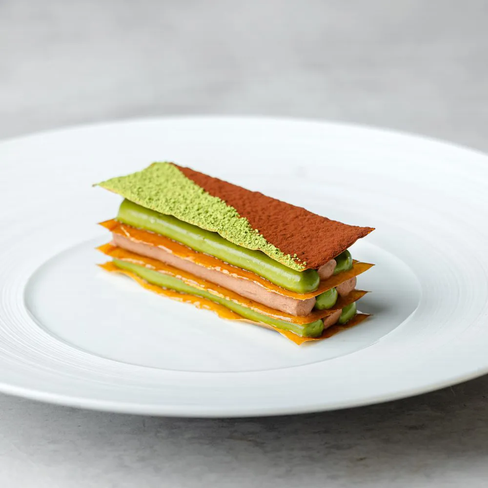 Crimson Red and Matcha Mille-Feuille